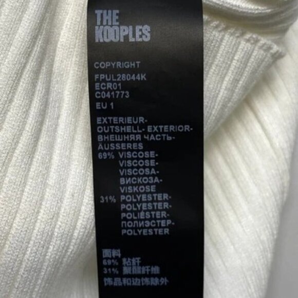 NEW THE KOOPLES Womens Sweater Top White Size 1/S Rib Knit V-Neck Pullover - Picture 11 of 11